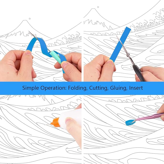 Uniquilling Quilling Kit Paper Quilling Kit for Adults Beginner, Handmade DIY Craft Quilling Paper Filigree Painting Kit Tools, Room Wall Art Decor Gifts, 16 * 20-inch Great Wave Off Kanagawa (Basic)
