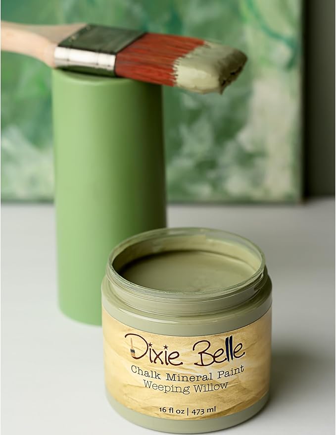 Dixie Belle Paint Company Chalk Finish Furniture Paint - Weeping Willow (8oz) - Matte Soft Green Chic Chalk Mineral DIY Furniture Paint