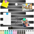 Wukong 10 Pack | 30x3cm(11.81 x 1.18) Magnetic Stainless Black Boards Strips, Adhesive Backing Bulletin Bar Board, Memo Board with 32Pcs Colorful Magnets for Office, Home, Photo Wall, Documents