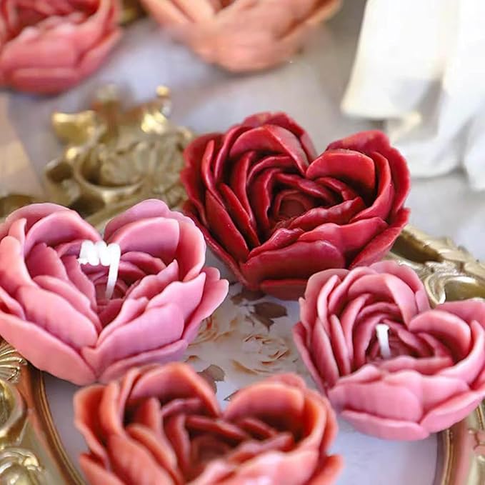 2Pack Heart Candle Mold, Heart Rose Silicone Molds for Candles, Rose Candle Molds for Resin Soap Candle Clay Craft & Home Decor.