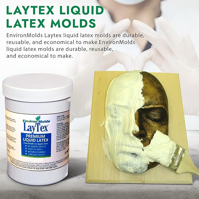 EnvironMolds Liquid Latex Mold Making Rubber, 16 oz. - Quality, Flexible, Detailed Reproductions - Easy Brush or Spray Application