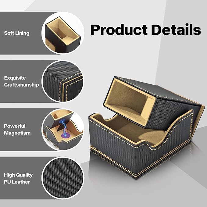 Dice Roller Tower, Premium DND Magnetic Dice Tray, Foldable PU Leather Dice Tower RPG Gifts for Dungeons and Dragons MTG Dm & Player Black/Brown