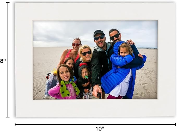 Pack of TEN 8x10 Mats Bevel Cut for 5.5x8.5 Photos - Acid Free Textured White Precut Matboards For Pictures, Photos, Framing - 4-ply Thickness
