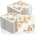 60 Pcs White Magnolia Floral Cocktail Paper Napkins 6.5 x 6.5 Inches Disposable Paper Napkins Dessert Beverage Tissue for Decoupage Luncheon Tissue for Theme Party Wedding Birthday Party
