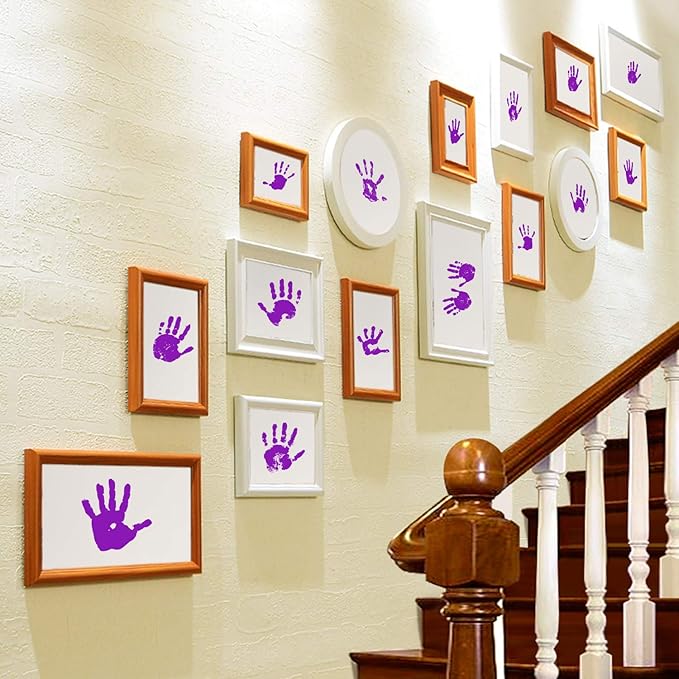 Ink Pad, 5x4'' Washable Non-Toxic Ink Stamp Pad for Baby Footprint Handprint, Purple