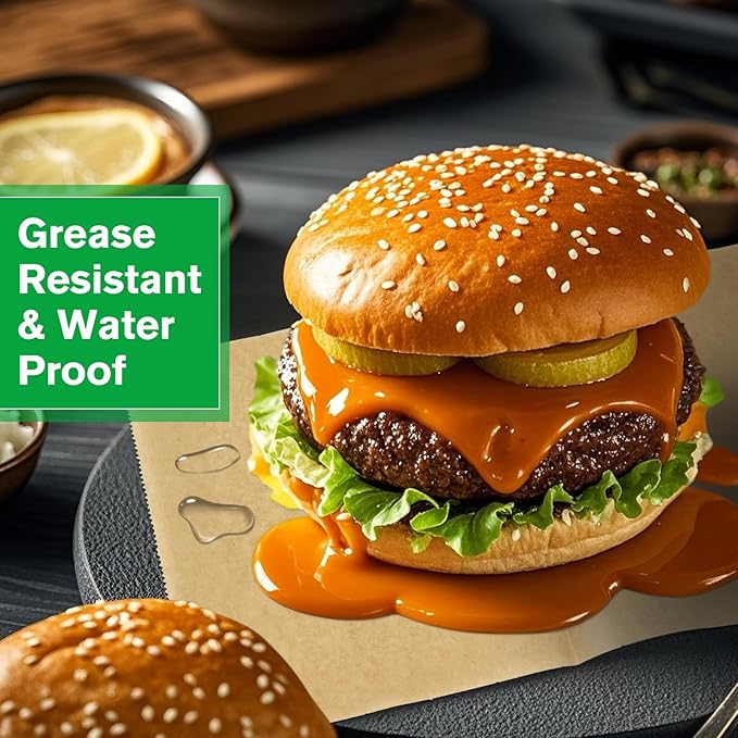 Precut POP UP Deli Paper Sheet Pack of 200, Interfolded Heavy Paper for Food Wrap and Serving (6" x 10-1/2", Kraft）