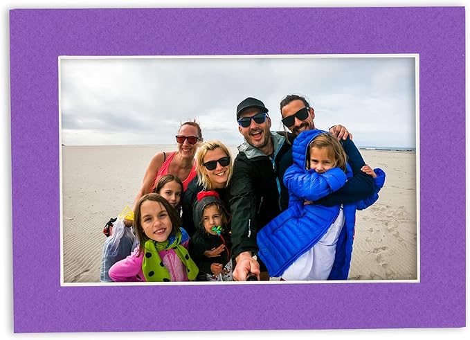 8x10 Mat Bevel Cut for 5.5x8.5 Photos - Acid Free Purple Precut Matboard - For Pictures, Photos, Framing - 4-ply Thickness