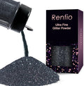 Renfio Ultra Fine Glitter Powder Metallic Resin Glitter 2.11 Oz (60g) PET Flakes Crafts Sequins 1/128" 0.008" 0.2mm Epoxy Chips Flakes for Tumblers Slime Decoration - Charcoal