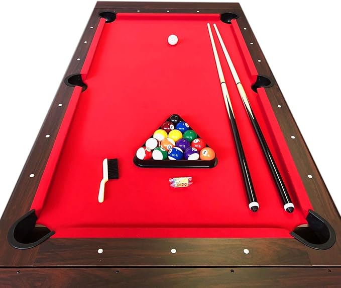 7ft Pool Table Air Hockey 2 in 1 Pool Table Red Felt - Billardhockey