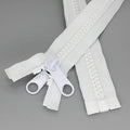 Leekayer 2PCS #10 40 Inch Heavy Duty Zippers for Sewing Separating Large Plastic Zipper White Tape with Double Pull Tab Slider, Sleeping Bag, Boat, Canvas, Cover, Trampoline, Dog Bed,Tent zipper 100cm