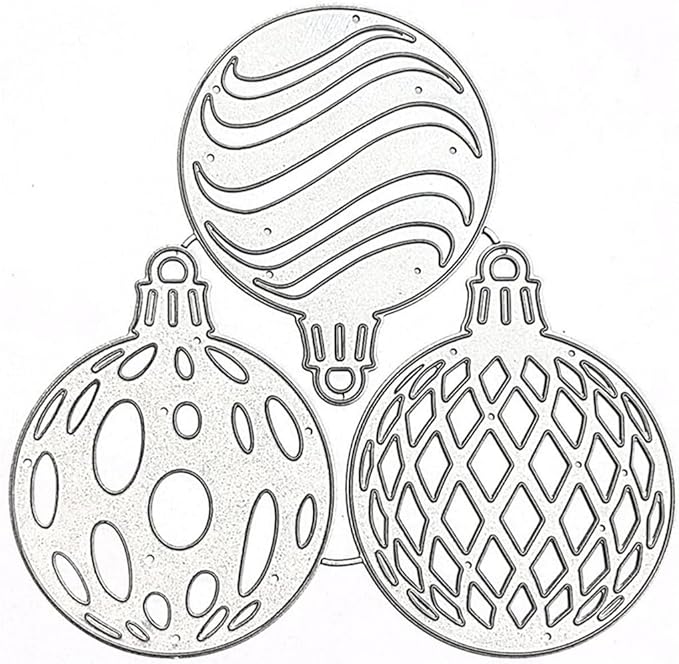 Mvchifay Cutting Dies for Card Making Metal Die-Cuts Scrapbooking Tool Hollow Frame DIY Craft Punch Template Embossing for Paper Album Decor(3 Christmas Balls-12x12cm)