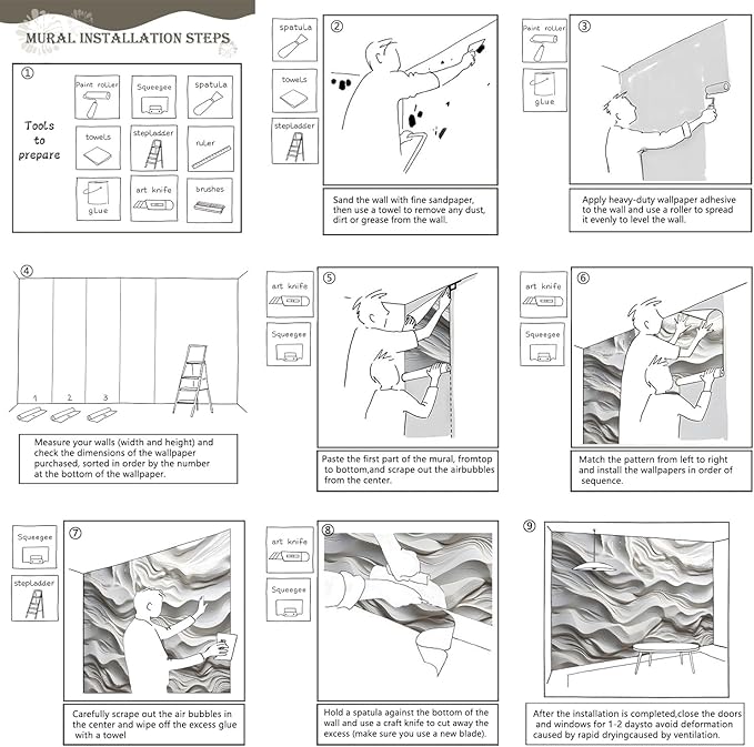 AFZEVEB-3D Stereo Relief Lines Living Room Background Wallpaper Mural 159"x107"(Not Peel and Stick)