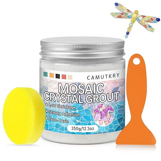 Mosaic Crystal Grout – Ultimate Grouting Solution & DIY Craft Essential for Mosaic Tile Projects, Handmade Art, & Home Decor (12.3oz)