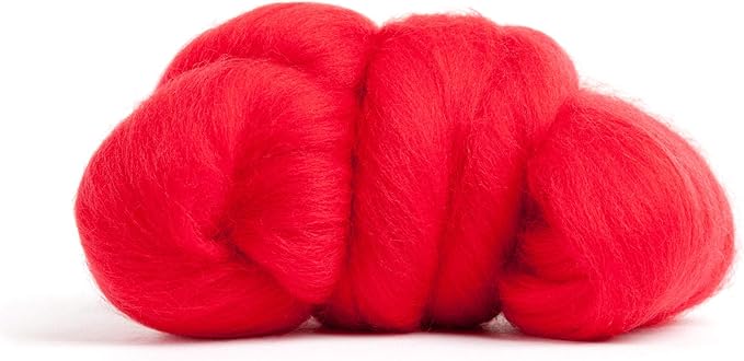 Desert Breeze Distributing 100% Natural Merino Wool Roving - Premium Combed Top Merino Roving Wool - Tapestry, Spinning, Wet Felting & Needle Felting Supplies - 21.5 Micron - 1 oz, Color Red