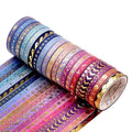 AEBORN Thin Purple Washi Tape - 20 Rolls 5mm Gold Foiled Skinny Washi Tape Set, Pretty Star Washi Tape for Bullet Journal, Scrapbook, Gift Packaging, DIY Crafts