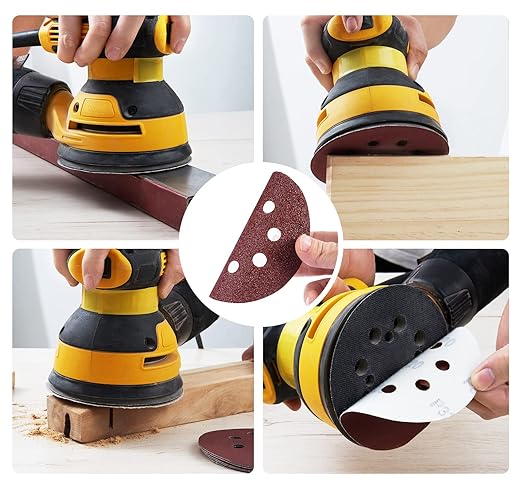 S SATC 150 PCS Sanding Discs 5-Inch 8-Hole Aluminum Oxide Sandpaper for Woodworking Hook and Loop Adhesive for Random Orbital Sander 40 Grit