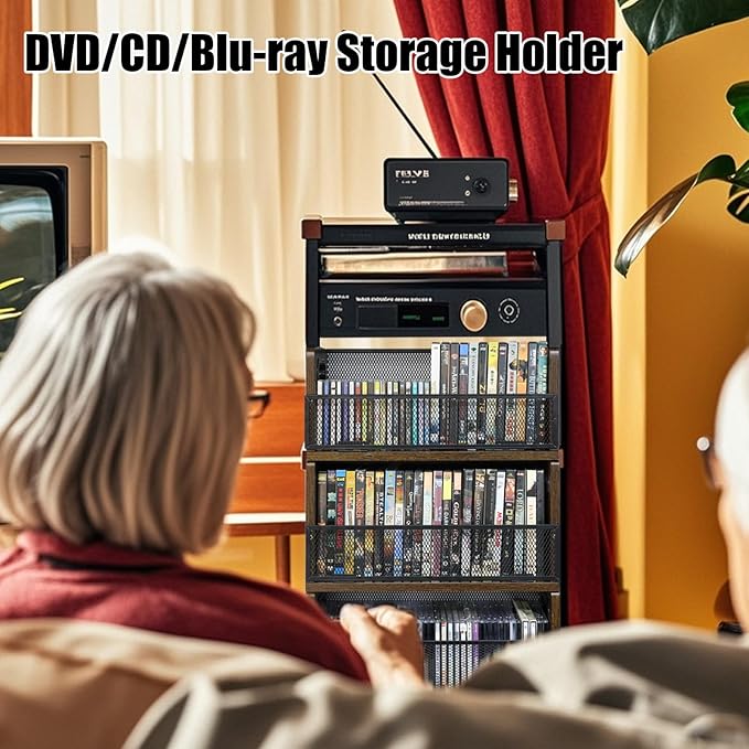 DVD Storage Shelve Blu ray Holder, DVD Rack Hold Up To 28 DVD Cases, Stackable DVD Tower also Used for CDs, Video Game Cases, Vhs Taps, Desktop organizer at Home Or Office