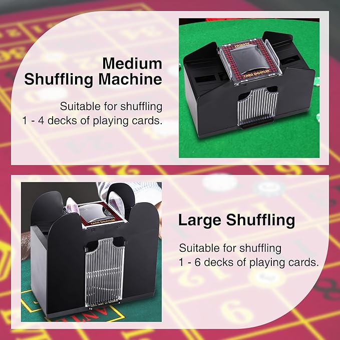 ITOME Automatic Card Shuffler, 2/4/6 Decks Electric Heavy Duty Card Shuffler for Cards Rechargeable and Battery Operated Perfect for Poker, UNO and Card Games