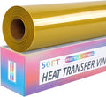 RENLITONG Gold HTV Iron on Vinyl 12Inch by 50ft Roll - Easy to Cut & Weed for Heat Vinyl Design