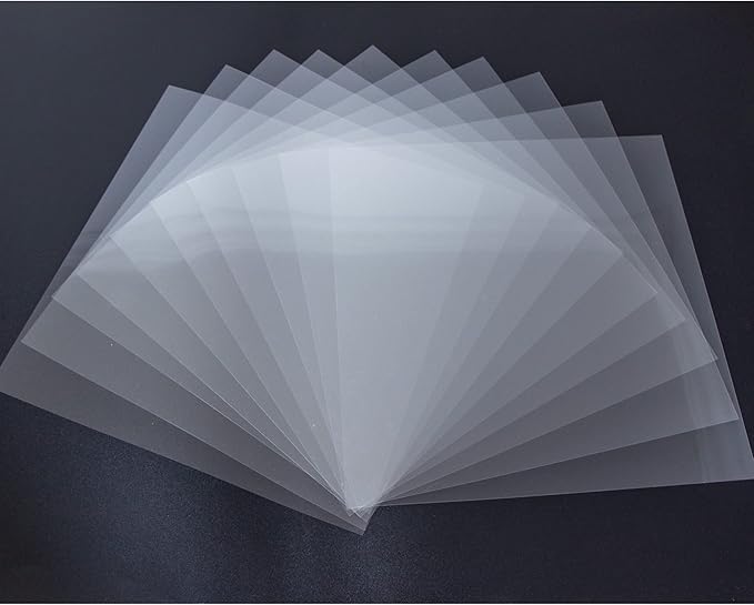 7.5Mil Blank Mylar Sheet (10 Pack), 12“ X 12” Clear Plastic Sheet, Clear Acetate Sheets for Cricut, Stencil Plastic Sheets for Cutting Machine, PET Stencil Material