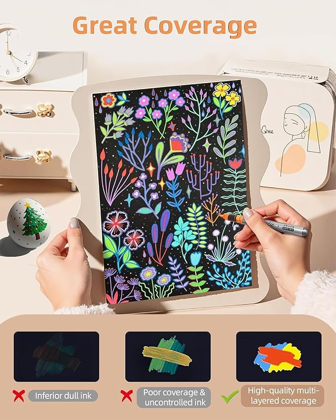 Woomer Acrylic Paint Markers Brush Tip 72 Colors, Water-Based No-Bleed Markers with Automatic Ink Control System, Waterproof Acrylic Paint Pens for Rock, Egg, Wood, Fabric, Glass, DIY Crafts