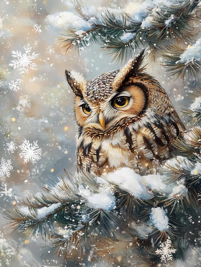 Moohue 14CT Counted Cross Stitch Kits for Adults Printed Stamped Cross Stitch Patterns Kits Cross Stitch Supplies (Winter Animal Owl)