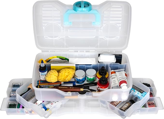 ArtBin Clear Plastic Organizer Small Parts Organizer - for DIY Arts & Crafts Storage Boxes & Organizers, Sewing Storage - Storage Box with Compartments, Project Box - Medium (4 Pivot Trays) 6943PB