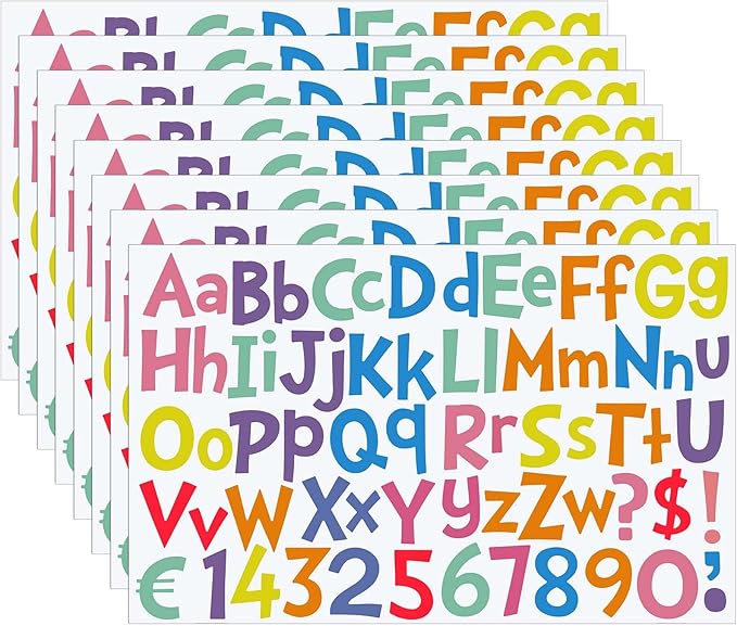 TaoBary 544 Pcs 2 Inch 16 Sheets Large Letter Stickers, Upper and Lower Case, Adhesive Vinyl Alphabet Sticker for Bulletin Board, Poster, Bottle, DIY, Notebook(Macaron Tone,1 Inch)