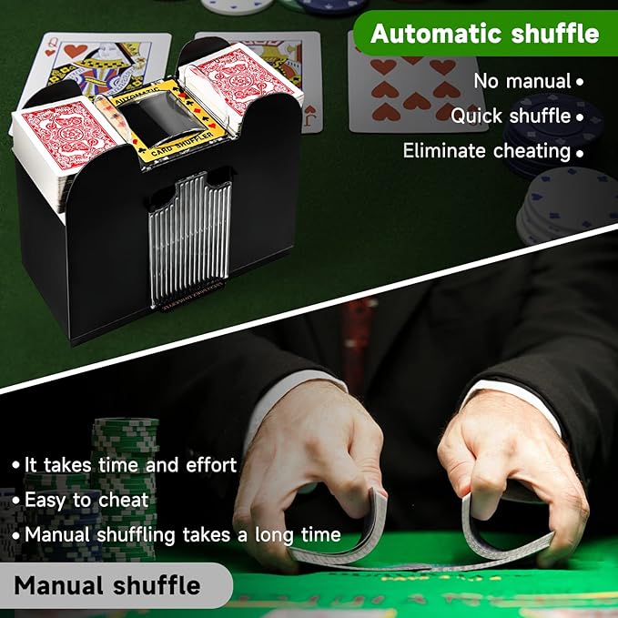 Unniweei Automatic Card Shuffler, Battery-Operated Electric Shuffler, Casino Card Game for Poker, Home Card Game, UNO, Phase10, Texas Hold'em, Blackjack, Home Party Club Game