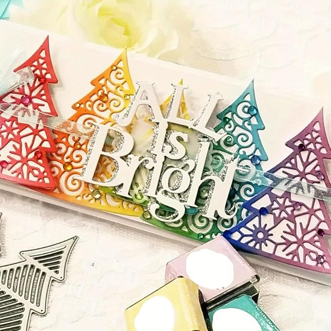 Lapoo Festivals Metal Cutting Die for Scrapbooking - Durable, Cut Stencils for DIY Scrapbook Photo Album Decorative Paper Card, Card Making Supplies, Embossing (A Christmas Tree Set 5.5 x 3.5 in)