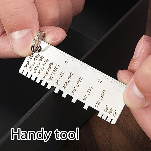 ZeeDix 4 Pcs Stainless Steel Metal Sheets Welding Thickness Gauge- Wire Gauge Measurement Tool, Standard Dual-Sided Round Wire Cable Sheet Gage and Wire Welding Material Thickness Gauge