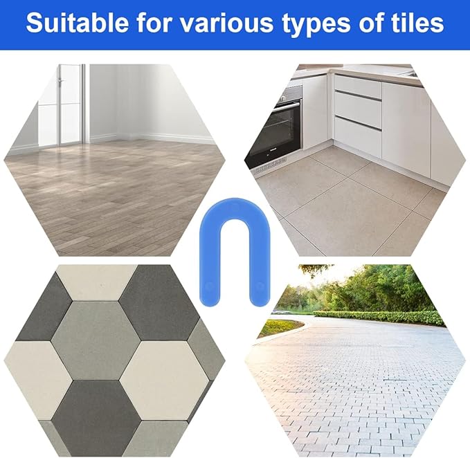 DGSL Tile Leveling System Tile Spacers 1/16 Inch, 1000 pieces Horseshoe Shim U Shape Plastic Tile Leveling Clips for Various Types of Tile Leveling (Blue)