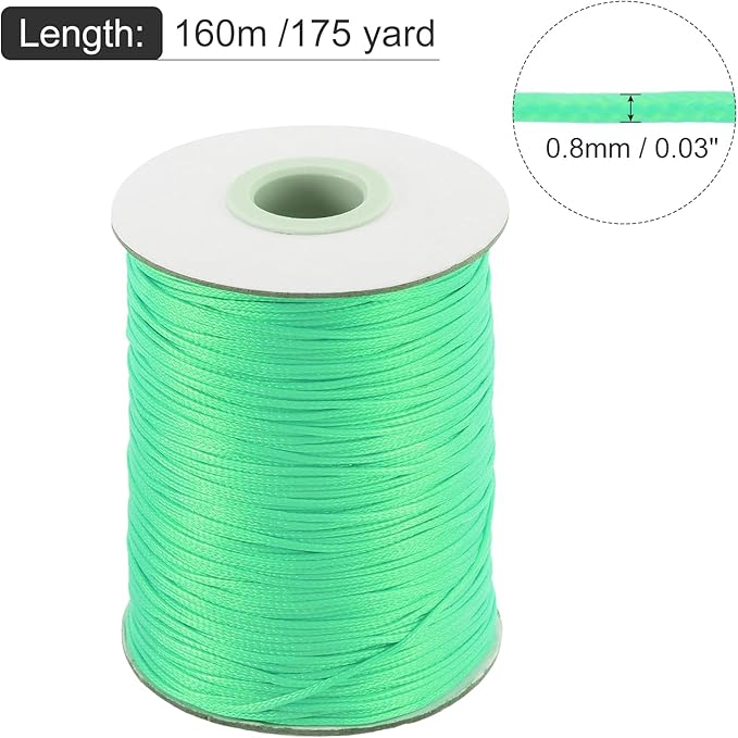 MECCANIXITY Waxed Cord 0.8mm Waxed Polyester Cord 175 Yard Wax String for Bracelet Making,Necklaces, Beading,Jewelry Making and DIY Crafts(Bright Green)