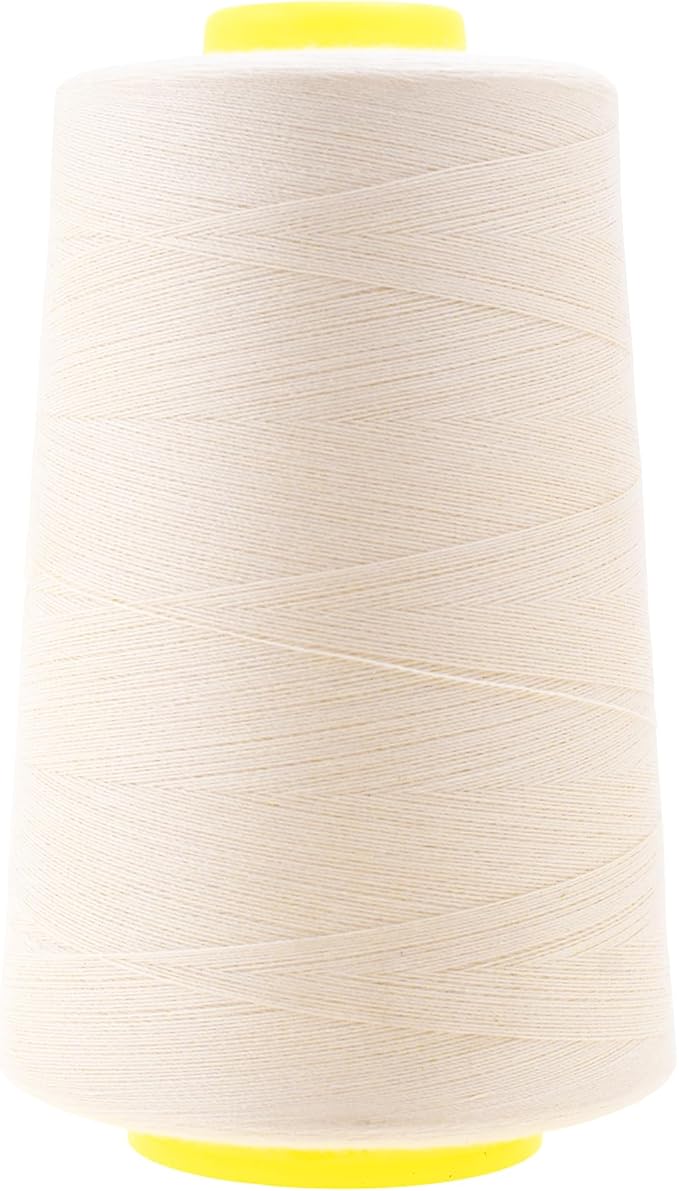 Mandala Crafts 4 Pack of Serger Threads Cones Spools - 40S/2 24000 Yards Polyester Ivory Threads for Sergers Machine and Overlock Quilting Sewing Machine