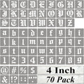 4 Inch Alphabet Letter Stencils for Painting - 70 Pack Old English Letter Stencil Templates with Numbers and Signs for Painting on Wood, Reusable Letters Stencils for Chalkboard Wood Signs & Wall Art