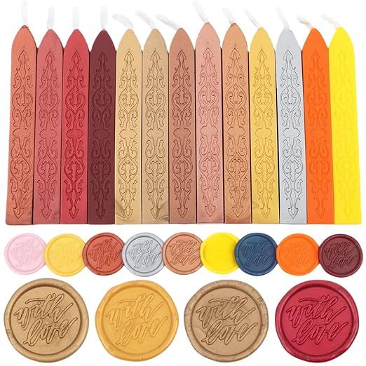 8Pcs Sealing Wax Sticks with Wicks, Wine Red Waxs Seal Stick Great for Letter Seals Waxing Stamp Wedding Invitations, Packaging Decoration (8)