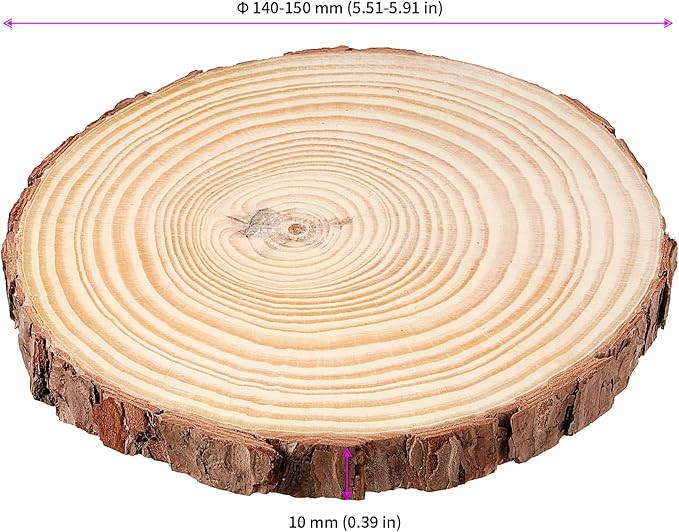 JEUIHAU 12 PCS 5.5-5.9 Inches Natural Unfinished Wood Slices, Round Wooden Tree Bark Discs, Wooden Circles for DIY Crafts, Christmas, Rustic Wedding Ornaments