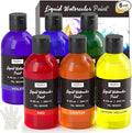 Nicpro 6 Colors Liquid Watercolor Paint Set, 8.45oz Large Bottle Liquid Watercolor Paint, Non-Toxic Water Colors Painting Supplies for Art Activity, Craft DIY, Poster, School, Home, Classroom, Party