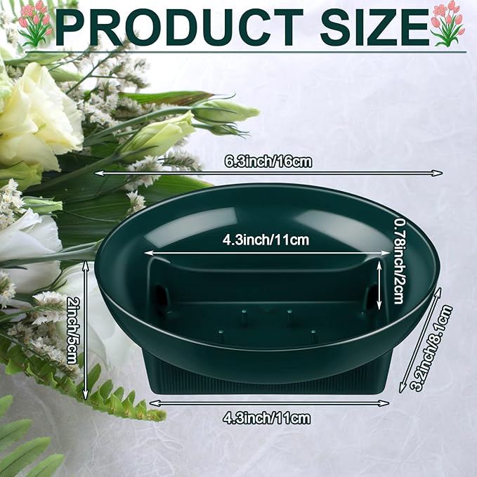 Karenhi 36 Pcs Floral Supplies Green Bowls for Flower Arrangements Large Size 6.3 Inch Floral Foam Bowls for Arrangements Holiday Wedding Fresh Flower Decoration Supplies (Foam Not Include)