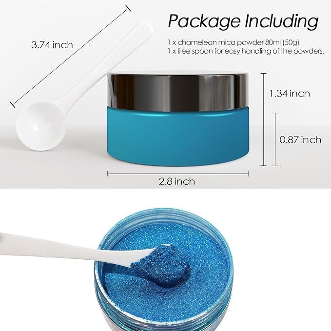 Ceya Highly Chameleon Mica Powder, 1.8oz/ 50g Abysmal Sea Chrome Powder, Cosmetic Grade Pearlescent Effect Color Shift Pigment for Epoxy Resin, Makeup, Nail Polish, Soap Dye, Candle Making, Slime