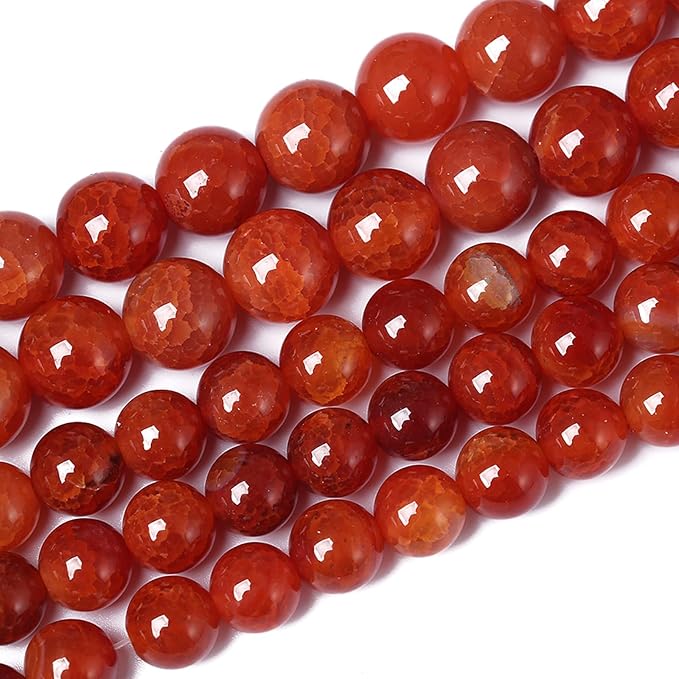 12mm 32pcs Natural Red Dragon Vein Agate Stone Beads for Jewelry Making Energy Healing Round Beads DIY Bracelet Necklace Accessories 15" (12mm, Red Dragon Vein Agate)