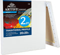 PHOENIX 20x20 Inch 2 Pack Artist Canvas - Large Square Stretched Canvases for Painting - 3/4 Inch Profile, 100% Cotton 11 Oz. Gesso Primed White Blank Professional Canvas Oil & Acrylic Paints