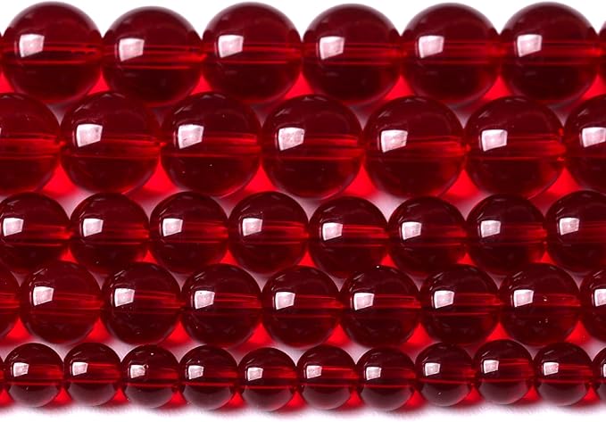 6mm Garnet Red Glass Crystal Beads Smooth Round Stone Beads with Energy Power for DIY Jewlery Bracelets Making 120pcs 2 Strands 32"