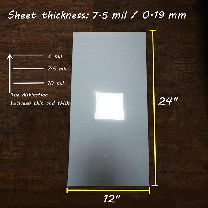 BANLTRE Mylar Craft Stencil Sheet, 12×24" Blank Template Acetate for Cutting Designs,Paper Tube Packaging (7.5 mil,8 Sheets)