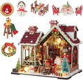 DIY Miniature House Kit, Miniature Kit with Music, Dollhouse Kit for Adults Teen, Mini House Building Kit for Birthday, Christmas Warm Lodge