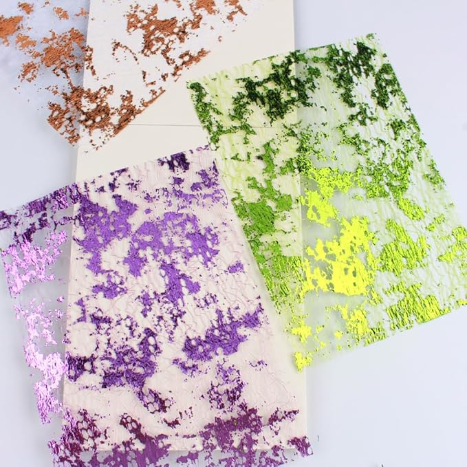 A5 Size Colorful Foil Textured Fabric Art Paper Scrapbooking Decorative, 10 Sheets Sparkle Metallic Lace Mesh for Crafts, Junk Journaling Supplies, Card Making, Collage