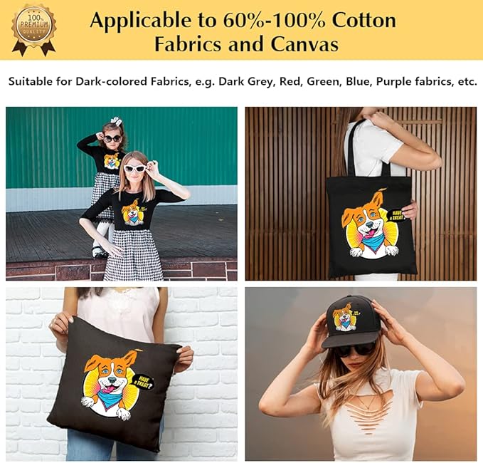 TransOurDream Tru-Heat Transfer Paper for Inkjet & Laserjet Printer (Dark 3.0, 15 Sheets 8.5x11") Printable HTV Heat Transfer Vinyl for T Shirts Iron on Transfers for Dark Fabric (TRANS-D3-15-3)