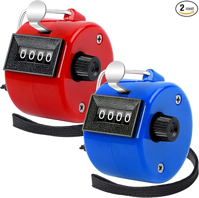 FEBSNOW Handheld Tally Counter Clicker 4 Digital Number Click Counter for School Event Golf Sports Office Stadium