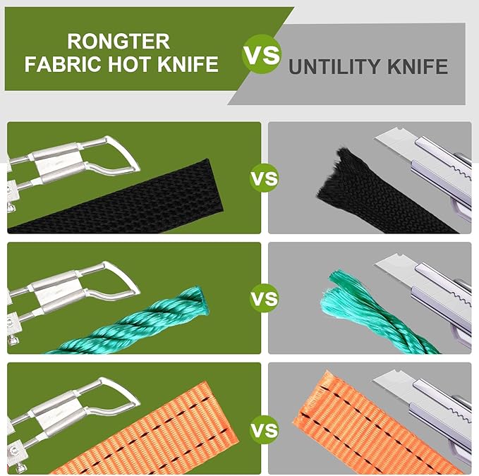 Fabric Cutter Rope Cutter Utility Knife With Guide Foot, Air Cooled Electric Hot Knife Foam Cutting Tool with Adjustable Power Blades for Cutting Belt Cloth（Yellow)