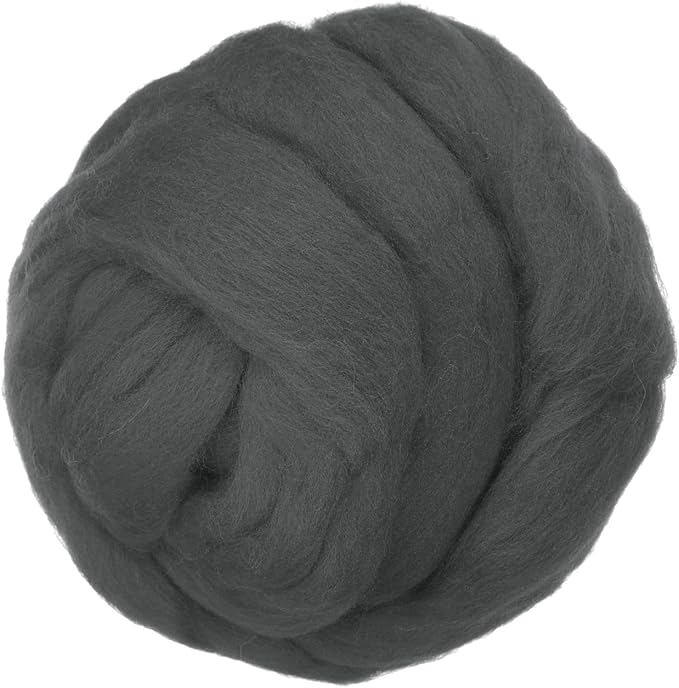 PATIKIL Wool Roving Yarn, 250G/8.8OZ Felting Wool Pure Roving Yarn, Drak Gray